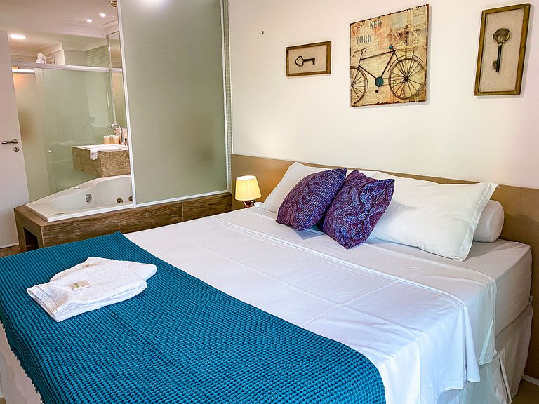 Apto completo ao lado do Beach Park e com banheira