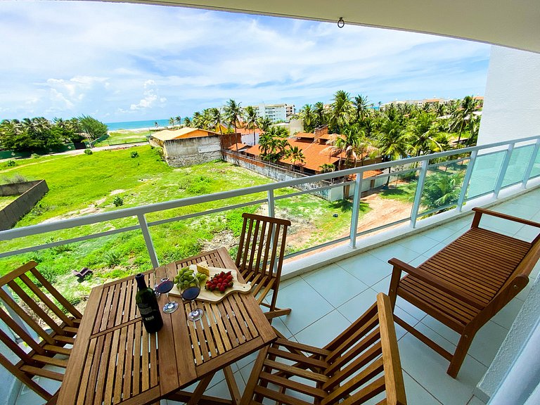 Apto com vista para o mar próximo ao Beach Park