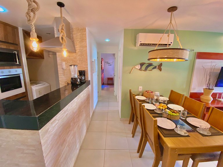 Lindo e decorado apartamento no Mediterranee