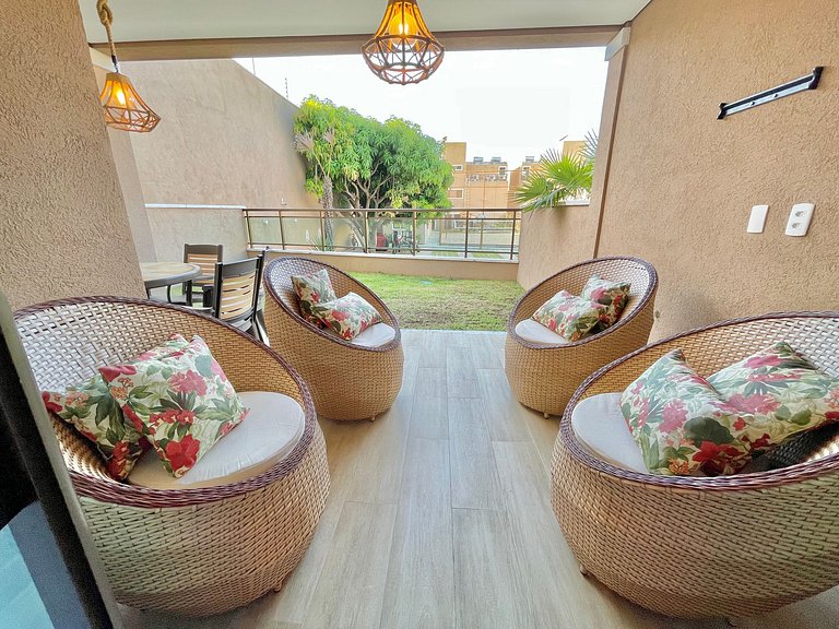 Apto confortável na frente do mar de Flecheiras