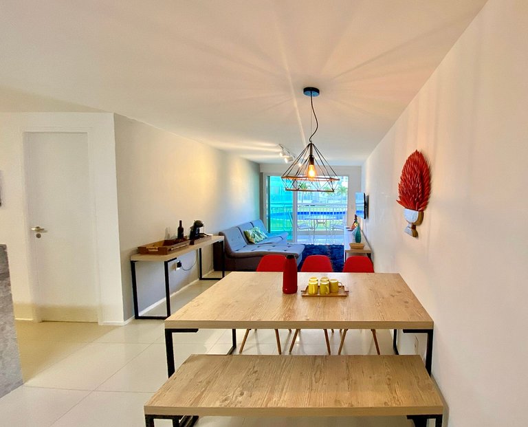 Apartamento térreo e com vista da Piscina