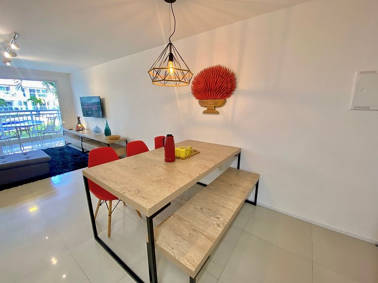 Apartamento térreo e com vista da Piscina