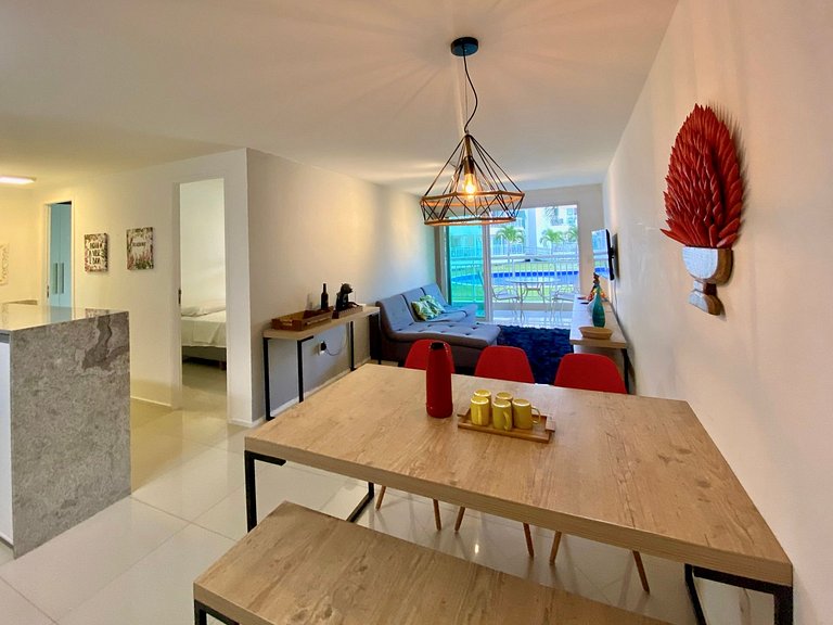 Apartamento térreo e com vista da Piscina