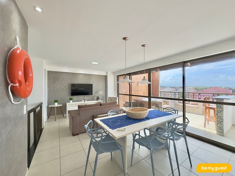 Cobertura Mediterranee: Jacuzzi, Churrasqueira e 3 Suítes