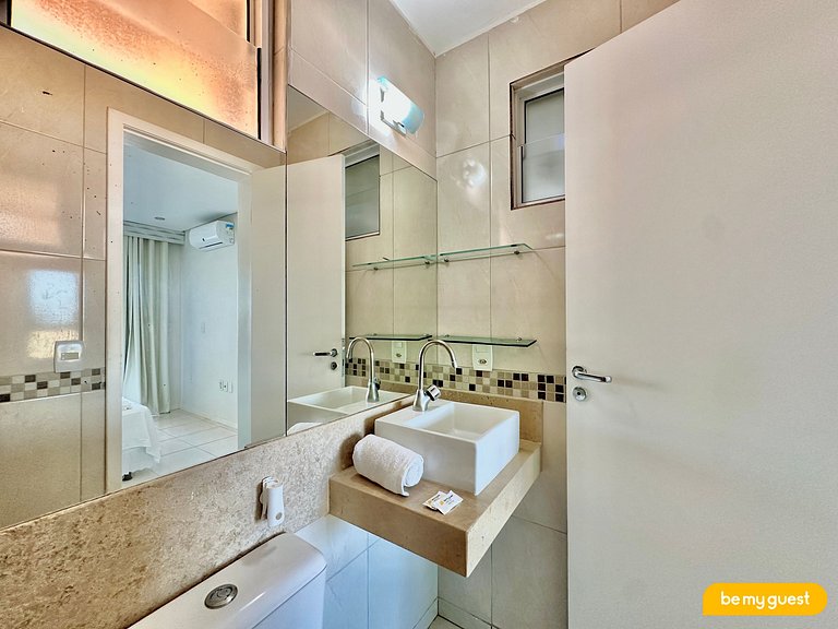 Apartamento térreo com vista para piscina