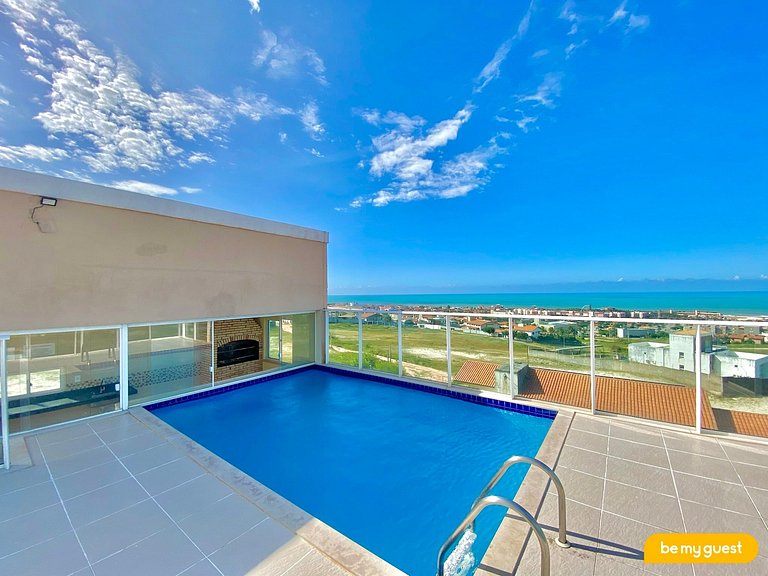 Apartamento térreo com vista para piscina