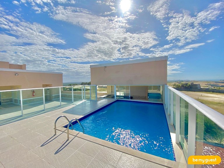 Apartamento térreo com vista para piscina