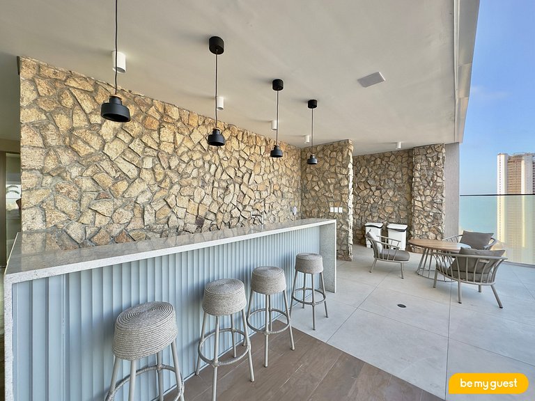 Studio moderno com vista incrível no Beach Class
