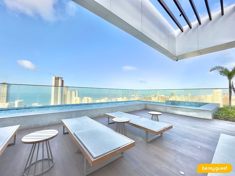 Studio moderno com vista incrível no Beach Class