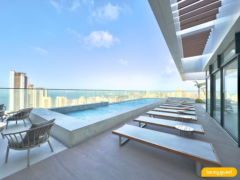 Studio moderno com vista incrível no Beach Class