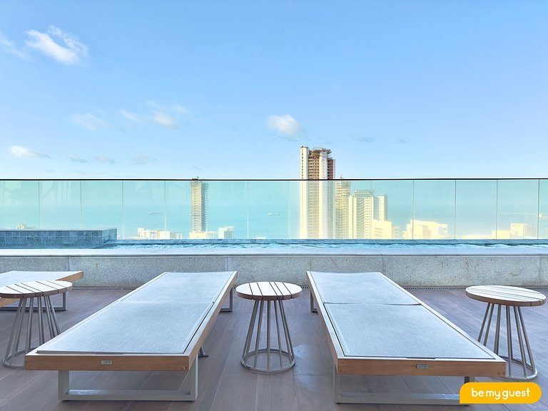 Studio moderno com vista incrível no Beach Class