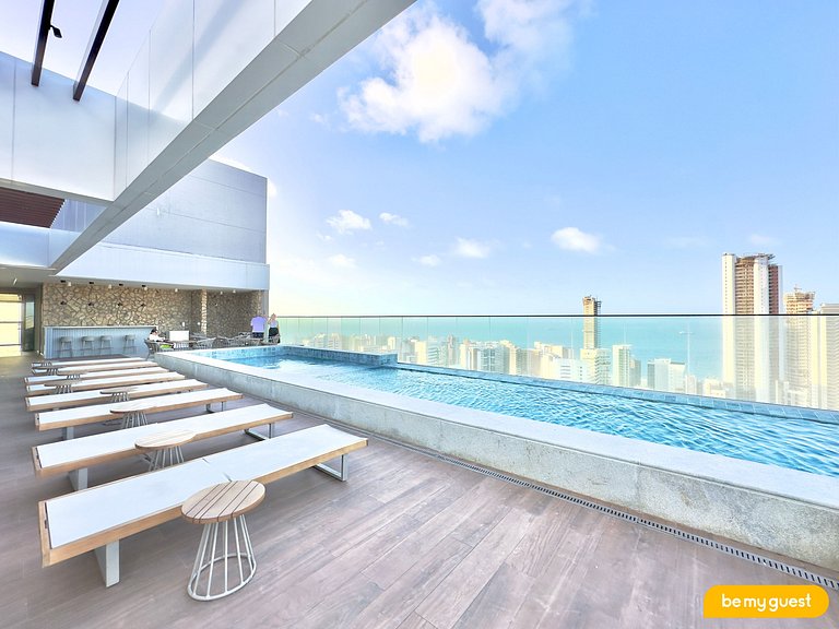 Studio moderno com vista incrível no Beach Class