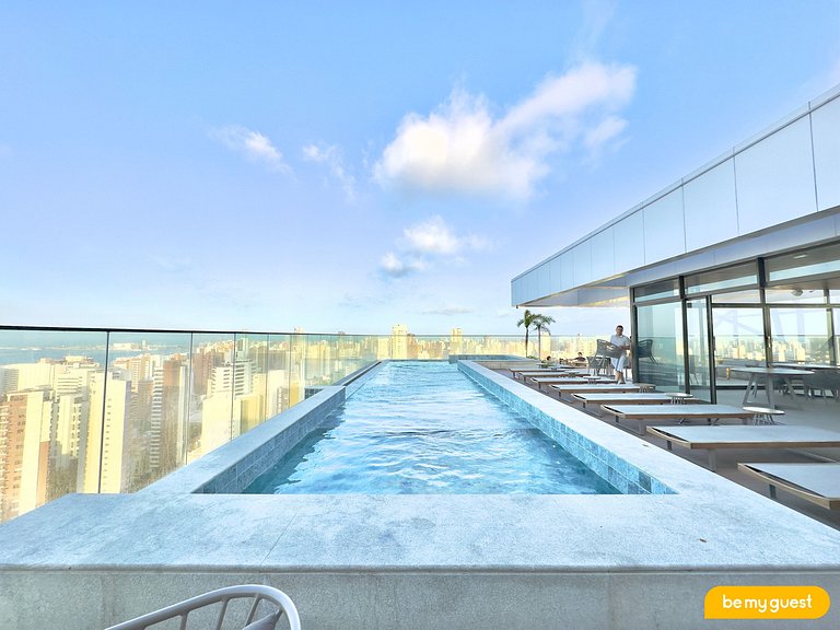 Studio moderno com vista incrível no Beach Class