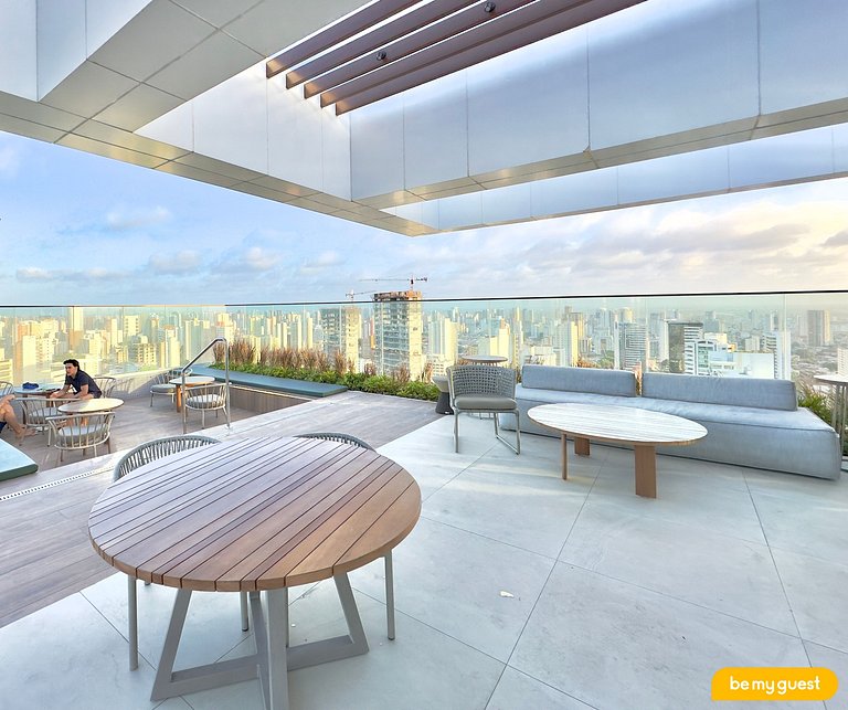 Studio moderno com vista incrível no Beach Class