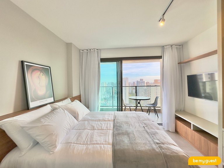 Studio moderno com vista incrível no Beach Class