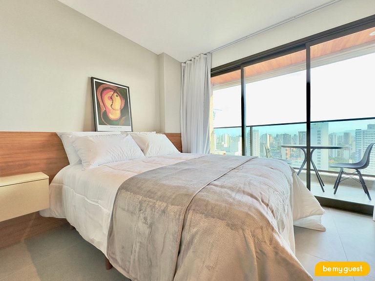 Studio moderno com vista incrível no Beach Class