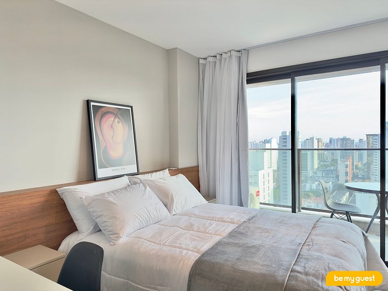 Studio moderno com vista incrível no Beach Class