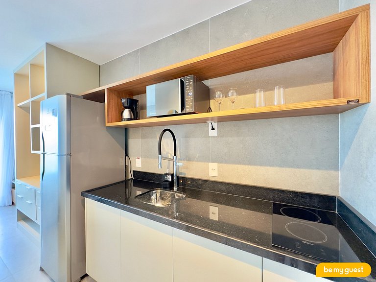 Studio moderno com vista incrível no Beach Class