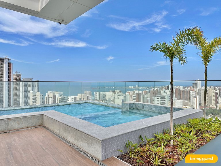 Studio Beach Class Meireles: Piscina e Vista Mar