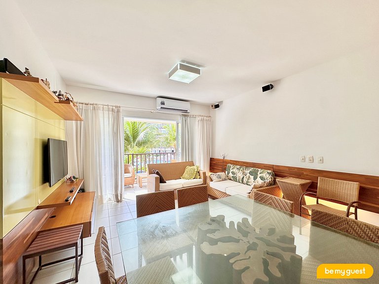 Apartamento completo de 3 quartos à beira-mar