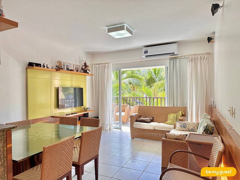 Apartamento completo de 3 quartos à beira-mar