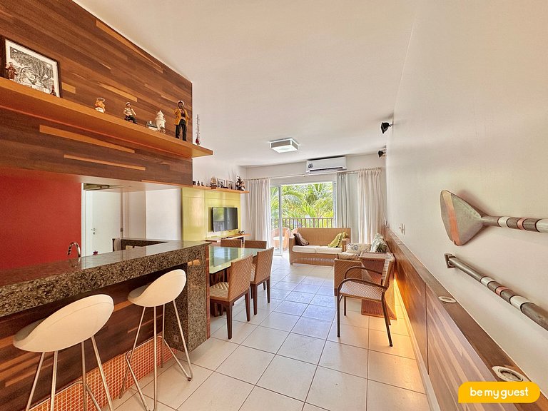 Apartamento completo de 3 quartos à beira-mar