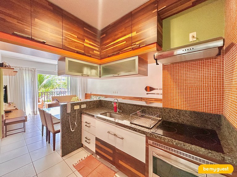 Apartamento completo de 3 quartos à beira-mar