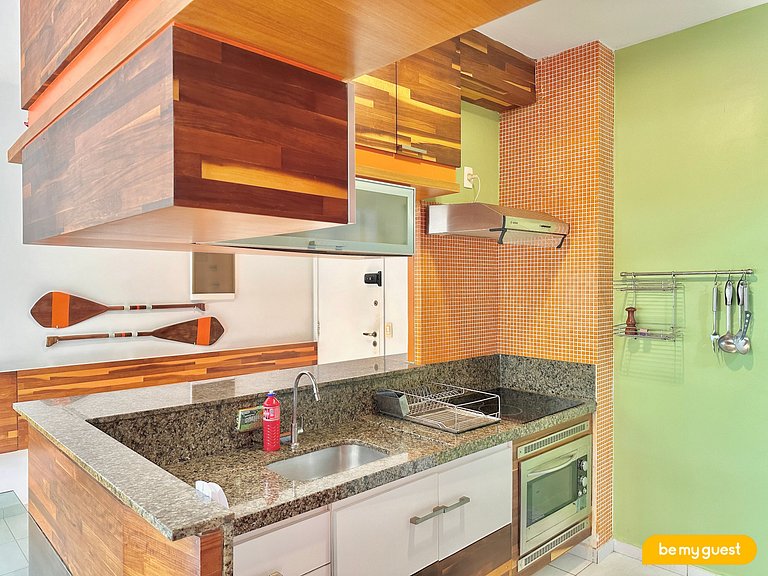 Apartamento completo de 3 quartos à beira-mar