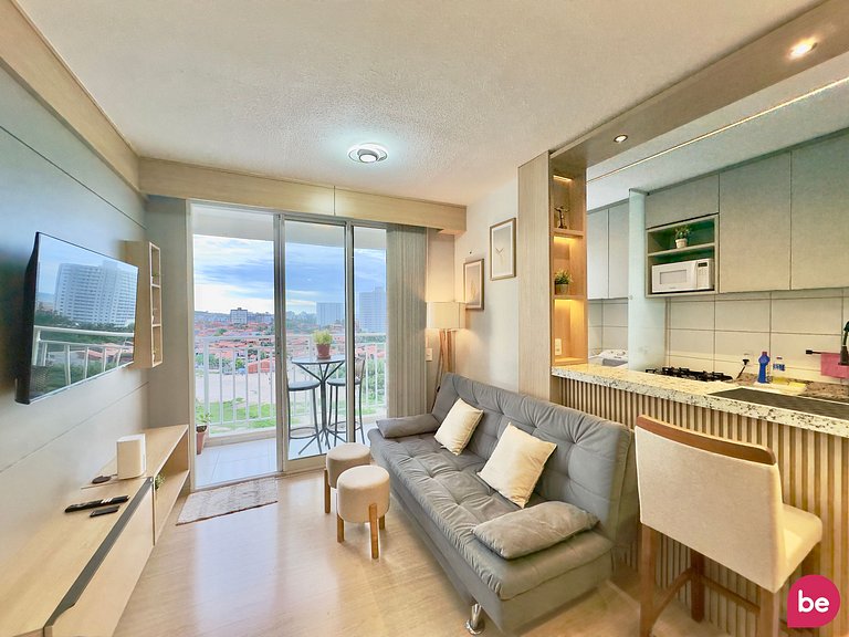 Lindo e completo apartamento com vista mar